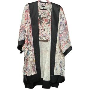 Equals Human Movement Linen Artsy Organic Kimono Crop Top Set Size L Sustainable